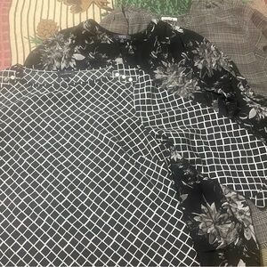 NYDJ Black and White Floral and Geometric Tops